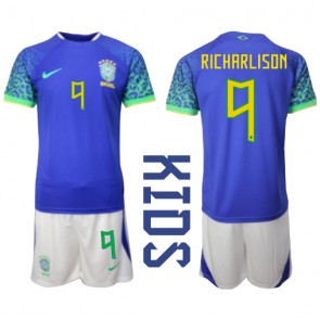 Brazylia Richarlison #9 Koszulka Wyjazdowych Dziecięca MŚ 2022 Krótki Rękaw (+ Krótkie spodenki)